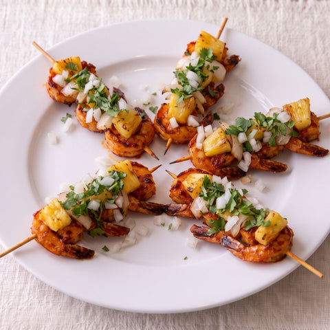 Brochetas de de camarón