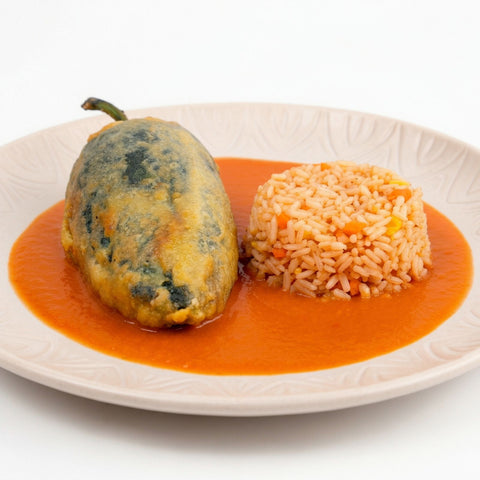 Chile relleno de queso con arroz