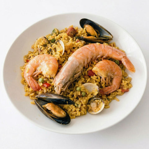 Vista cenital paella valenciana
