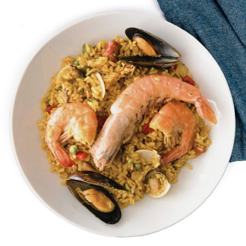 Vista cenital paella valenciana