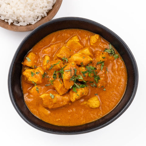 Vista cenital pollo tikka masala