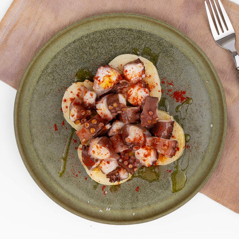 Vista cenital pulpo a la gallega