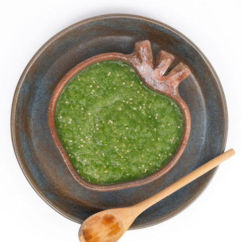 Vista cenital salsa verde picante