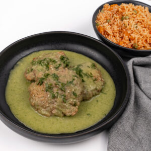 Tortitas de carne en salsa verde con arroz rojo 400g